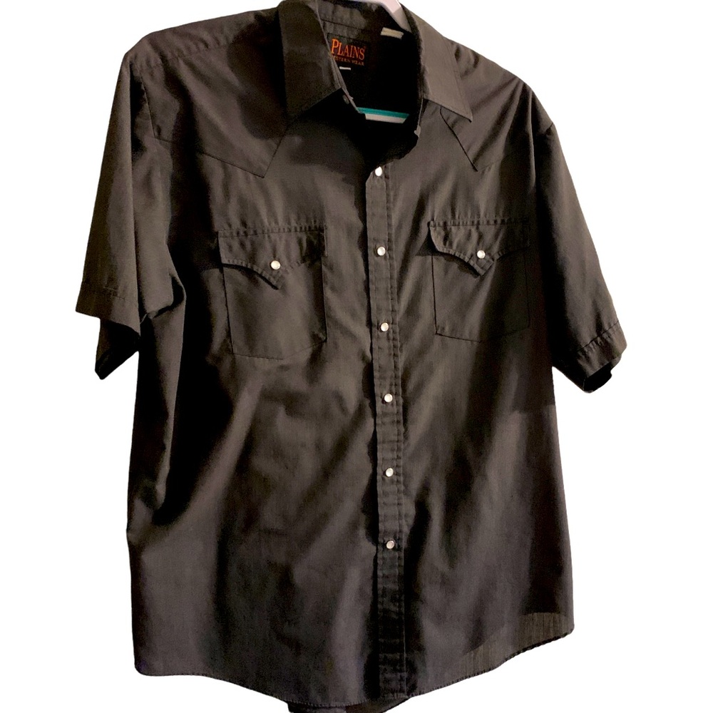 Plains Western Pearl Snap Button Down Mens Lrg